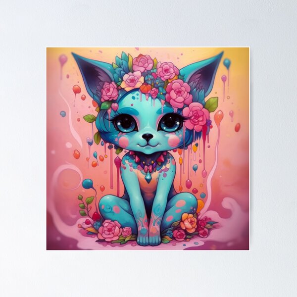 Item preview, Happy flower cat designed and sold by KreaKat.
