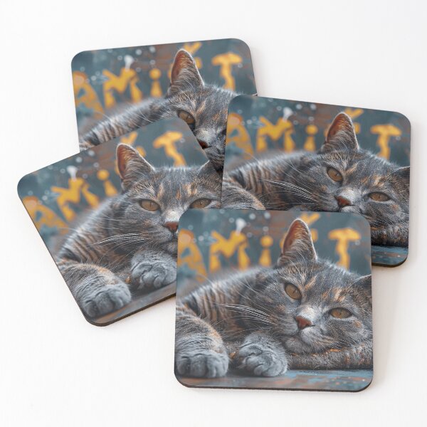Item preview, Trendy Cyan and Grey Watercolor Parlor Cat designed and sold by Shirtastically.