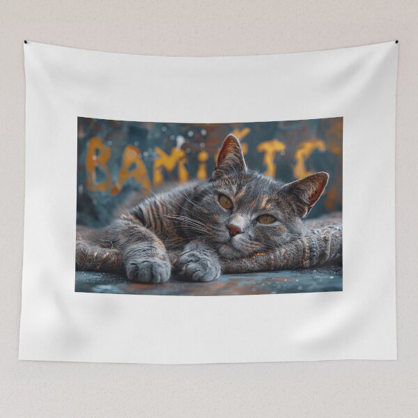 Item preview, Trendy Cyan and Grey Watercolor Parlor Cat designed and sold by Shirtastically.
