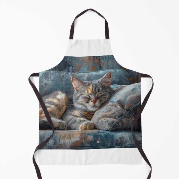 Item preview, Grey Contemporary Parlor Cat: Cyan Accented Watercolor Portrait designed and sold by Shirtastically.