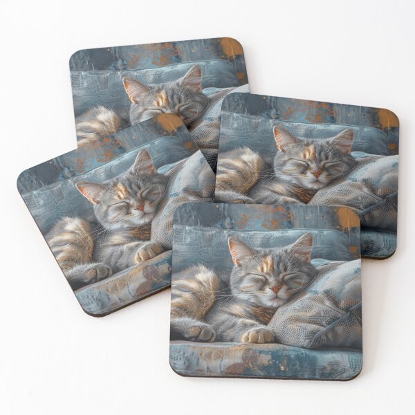 Item preview, Grey Contemporary Parlor Cat: Cyan Accented Watercolor Portrait designed and sold by Shirtastically.