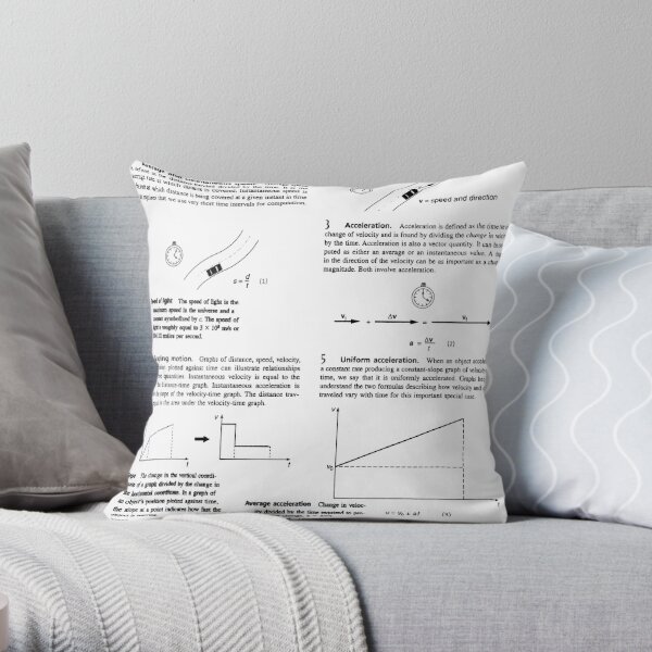 Concepts, speed, change, slope, velocity,  Acceleration, instantaneous, motion Throw Pillow