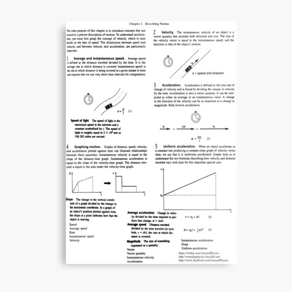 Concepts, speed, change, slope, velocity,  Acceleration, instantaneous, motion Metal Print
