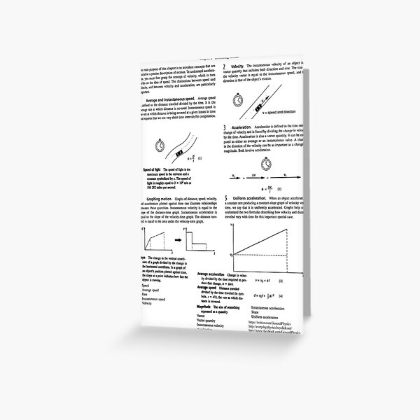 Concepts, speed, change, slope, velocity,  Acceleration, instantaneous, motion Greeting Card
