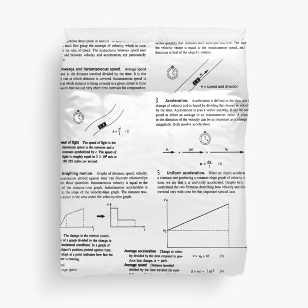 Concepts, speed, change, slope, velocity,  Acceleration, instantaneous, motion Duvet Cover