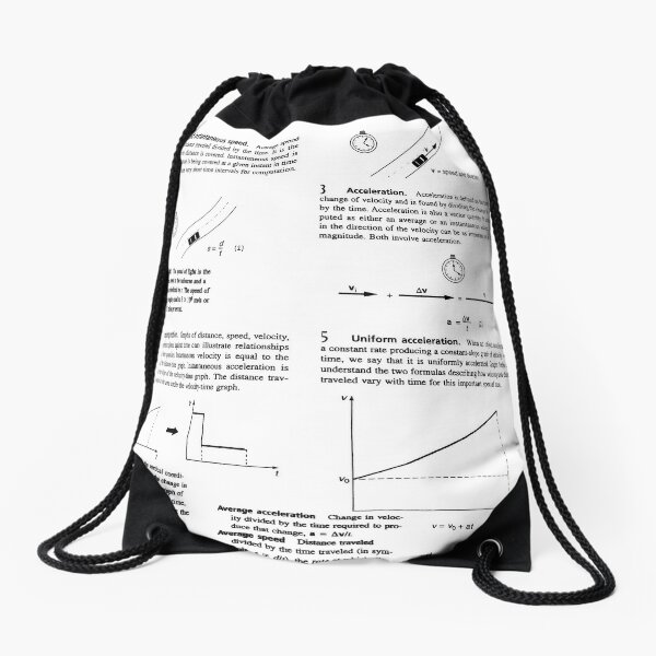 Concepts, speed, change, slope, velocity,  Acceleration, instantaneous, motion Drawstring Bag