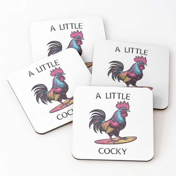 Item preview, Surfing Rooster - A Little Cocky (with Black Lettering) designed and sold by VelvetRoom.