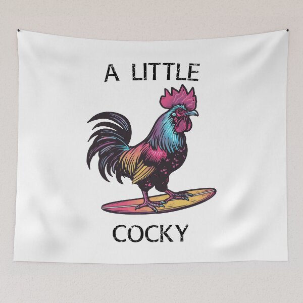 Item preview, Surfing Rooster - A Little Cocky (with Black Lettering) designed and sold by VelvetRoom.