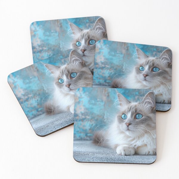 Item preview, Comfortable Grey and Cyan Parlor Cat: Relaxed Watercolor Portrait designed and sold by Shirtastically.