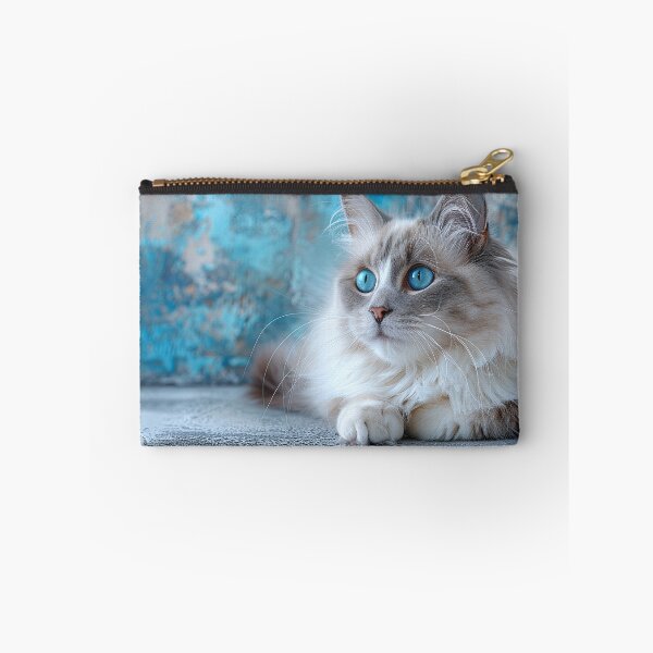 Item preview, Comfortable Grey and Cyan Parlor Cat: Relaxed Watercolor Portrait designed and sold by Shirtastically.
