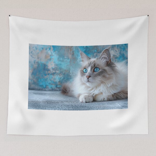 Item preview, Comfortable Grey and Cyan Parlor Cat: Relaxed Watercolor Portrait designed and sold by Shirtastically.