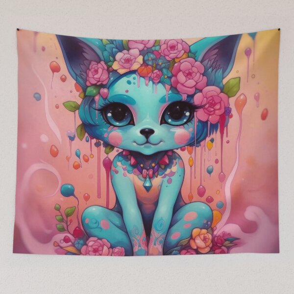 Item preview, Happy flower cat designed and sold by KreaKat.