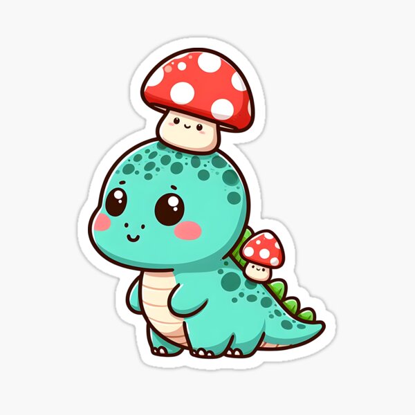 Artikel-Vorschau von Kawaii einfacher Pilzhut Dinosaurier Brontosaurus, designt und verkauft von Suukunna.