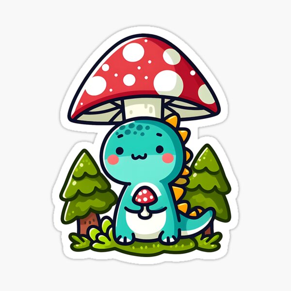Artikel-Vorschau von Kawaii einfacher Pilzhut Dinosaurier Brontosaurus, designt und verkauft von Suukunna.
