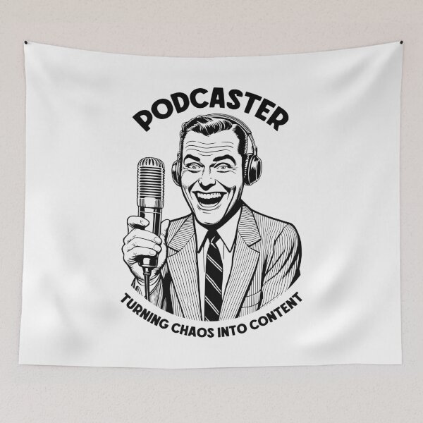 Item preview, Podcaster Chaos Content Funny Podcast Host Retro Microphone designed and sold by GrandeDuc.
