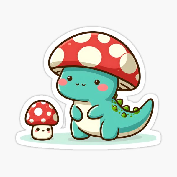 Artikel-Vorschau von Kawaii einfacher Pilzhut Dinosaurier Brontosaurus, designt und verkauft von Suukunna.