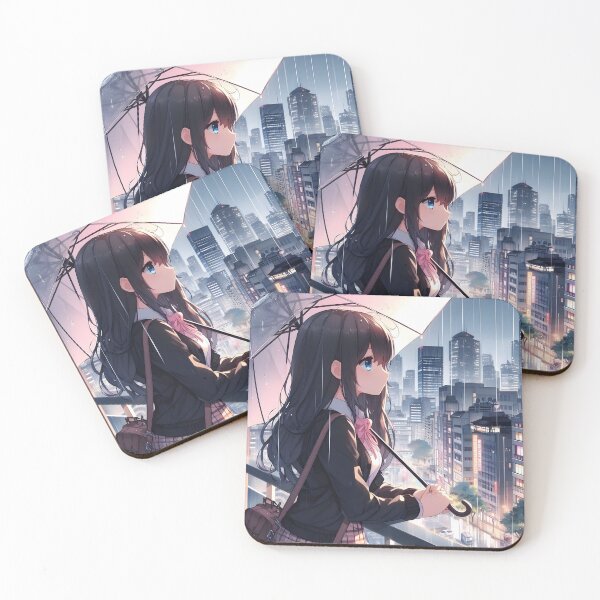 Item preview, Anime Girl Rainy City Design Art  - Urban Fantasy Anime Art designed and sold by PandaTShirtShop.