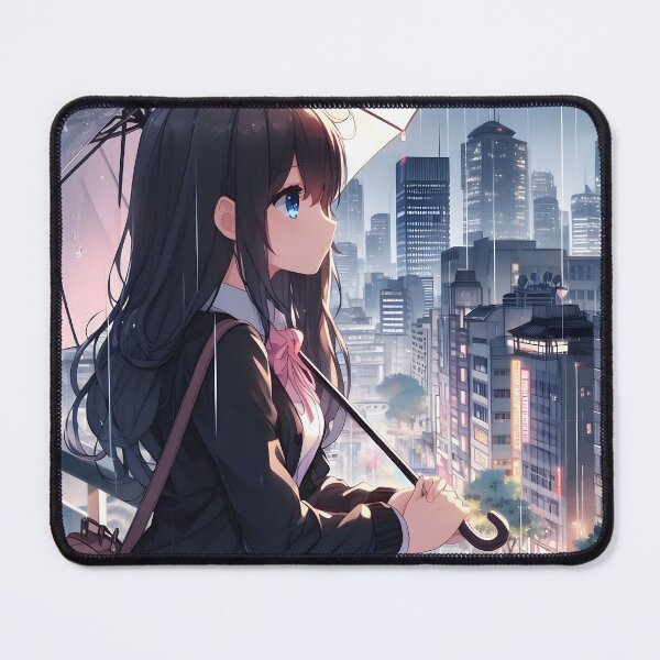 Item preview, Anime Girl Rainy City Design Art - Urban Fantasy Anime Art designed and sold by PandaTShirtShop.