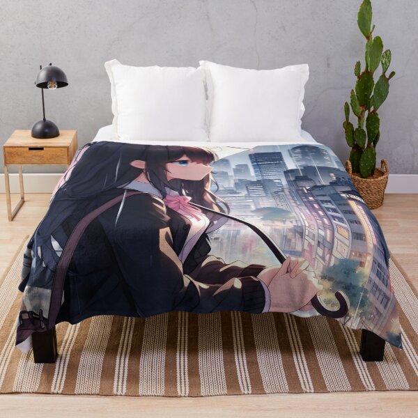 Item preview, Anime Girl Rainy City Design Art - Urban Fantasy Anime Art designed and sold by PandaTShirtShop.