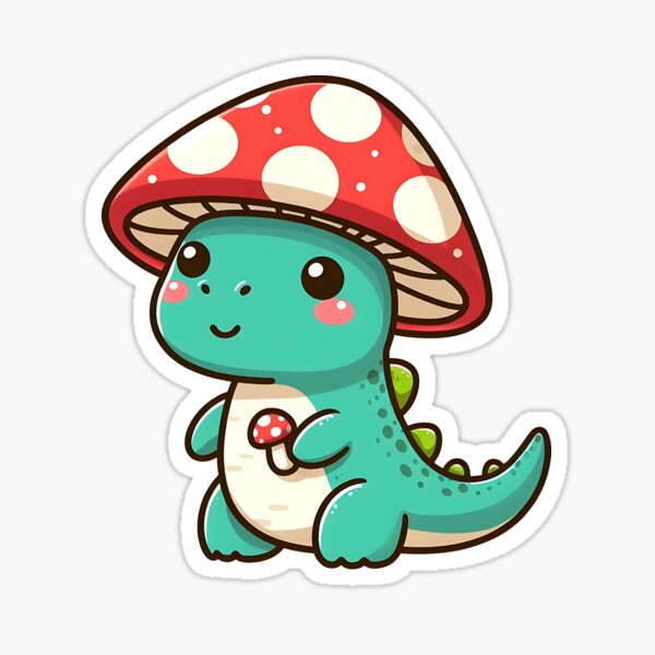 Artikel-Vorschau von Kawaii einfacher Pilzhut Dinosaurier Brontosaurus, designt und verkauft von Suukunna.
