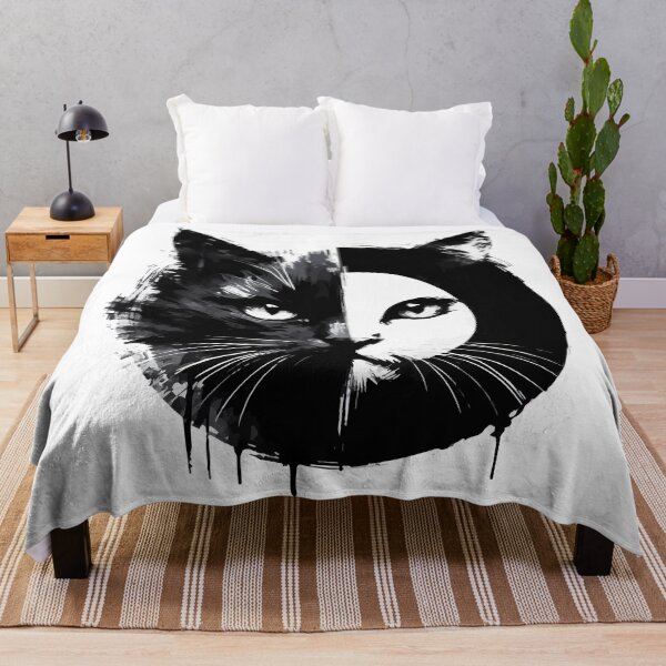 Item preview, Sumie Zen Art Japanese Brushstroke Half Face Cat designed and sold by TomFrontierArt.