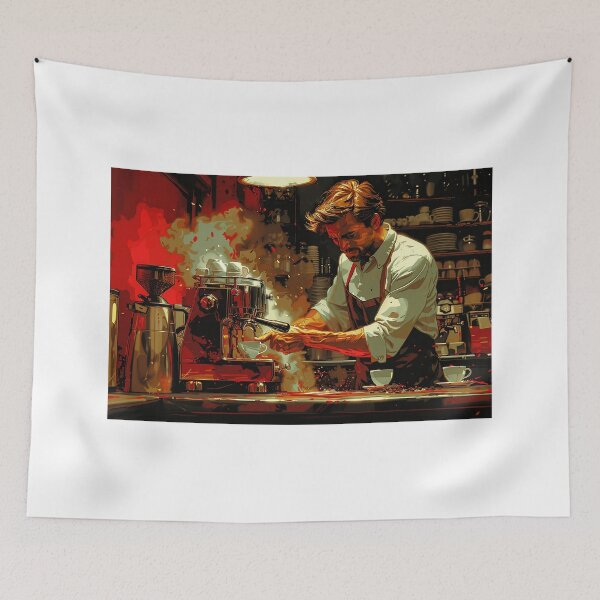 Item preview, Expert Barista Creating Intricate Latte Art in a Bustling Coffee House designed and sold by Shirtastically.