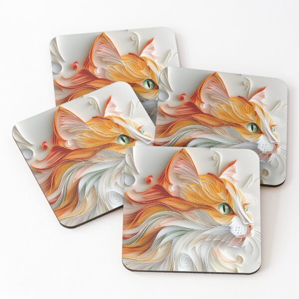 Item preview, Orange and white paper quilling cat designed and sold by dcrc.