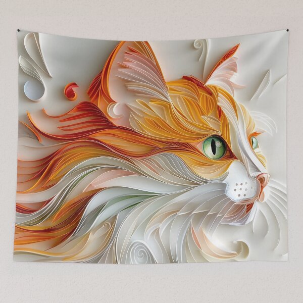 Item preview, Orange and white paper quilling cat designed and sold by dcrc.