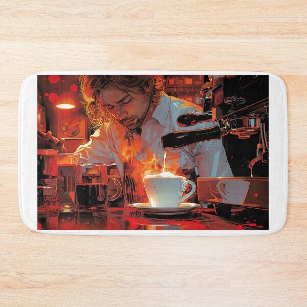 Item preview, Expert Barista Crafting Intricate Coffee Art at a Bustling Coffee Roastery designed and sold by Shirtastically.