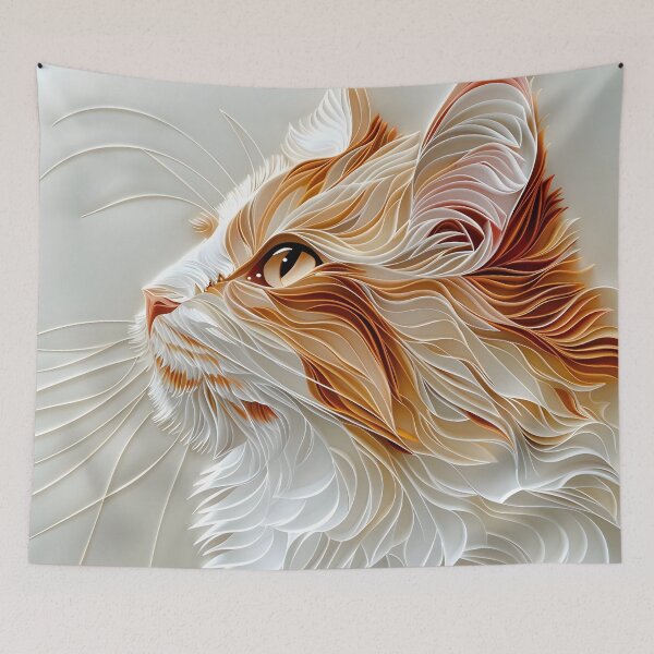 Item preview, Orange and white paper quilling cat designed and sold by dcrc.