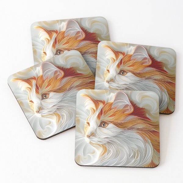 Item preview, orange and white paper quilling cat designed and sold by dcrc.