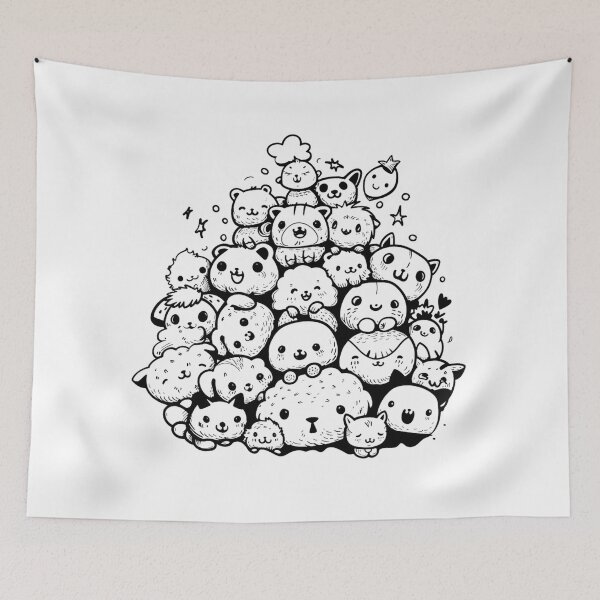 Item preview, Black and White Doodle Creatures designed and sold by NicolasGlowArt.