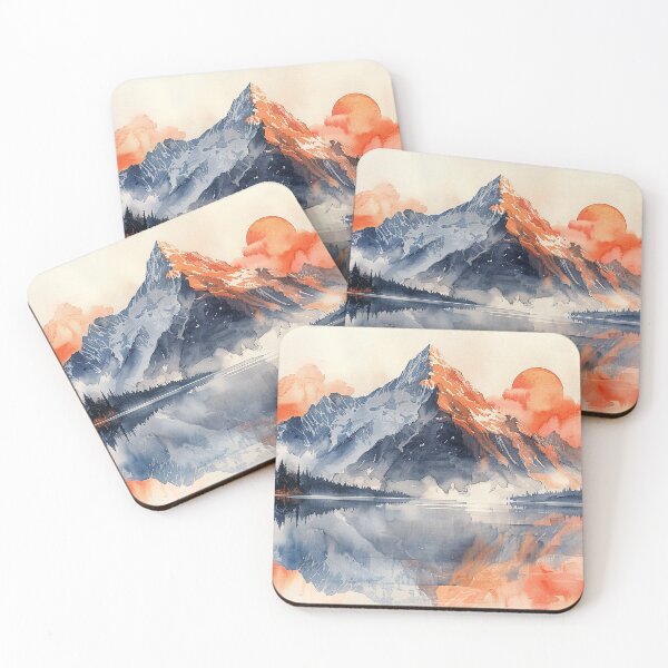 Item preview, A Pastel Lake at the Foot of a Majestic Mountain: A Tranquil Watercolor Masterpiece designed and sold by Shirtastically.