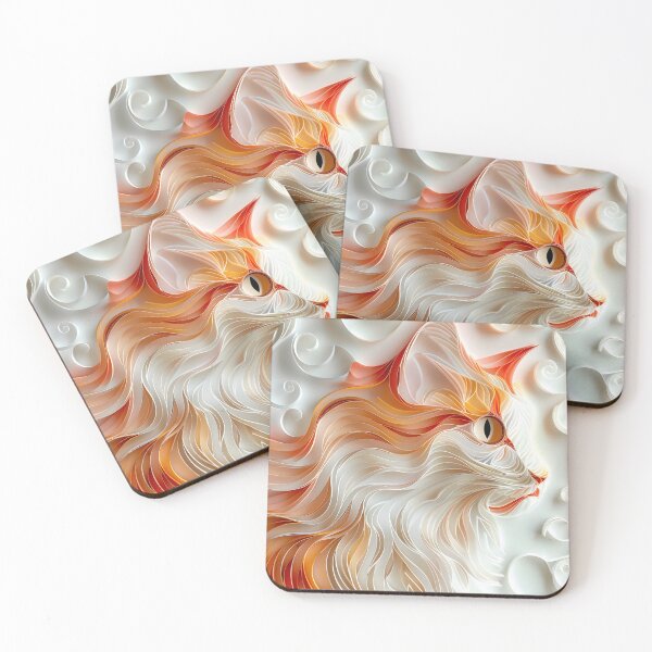 Item preview, orange and white paper quilling cat designed and sold by dcrc.
