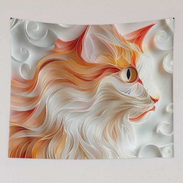 Item preview, orange and white paper quilling cat designed and sold by dcrc.
