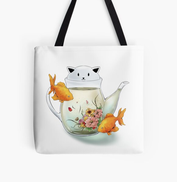 Flowering Tea in a Cat Teapot Art Print by Bloomejasmine