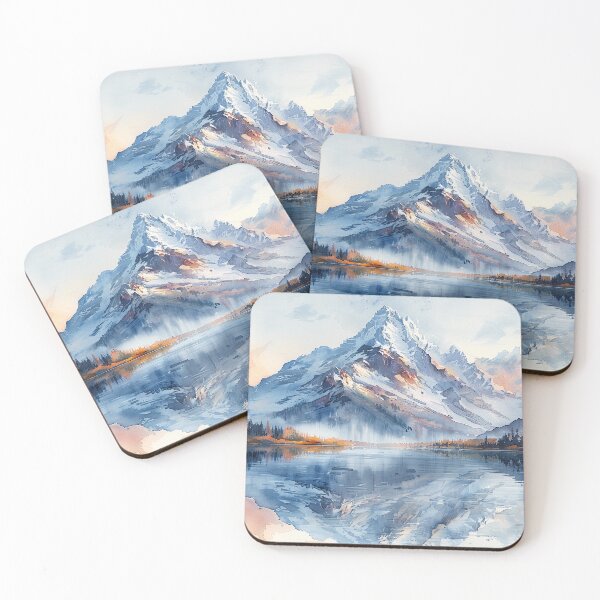 Item preview, A Pastel Lake at the Foot of a Majestic Mountain Peak: A Peaceful Watercolor Masterpiece in Nature designed and sold by Shirtastically.
