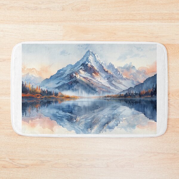 Item preview, A Pastel Lake at the Foot of a Majestic Mountain Peak: A Peaceful Watercolor Masterpiece in Nature designed and sold by Shirtastically.