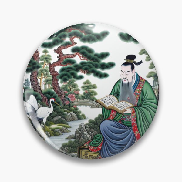 Item preview, Chinese School 17th c. style Confucius, Kong Qui Studies Bringing Prosperity designed and sold by silklotus.