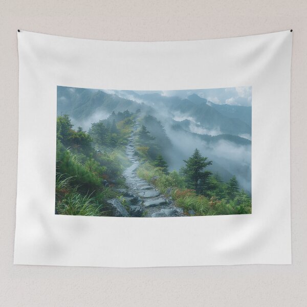 Item preview, Hiking Trail With Surprising Contemporary Parlor Amidst Cyan Mountains designed and sold by Shirtastically.