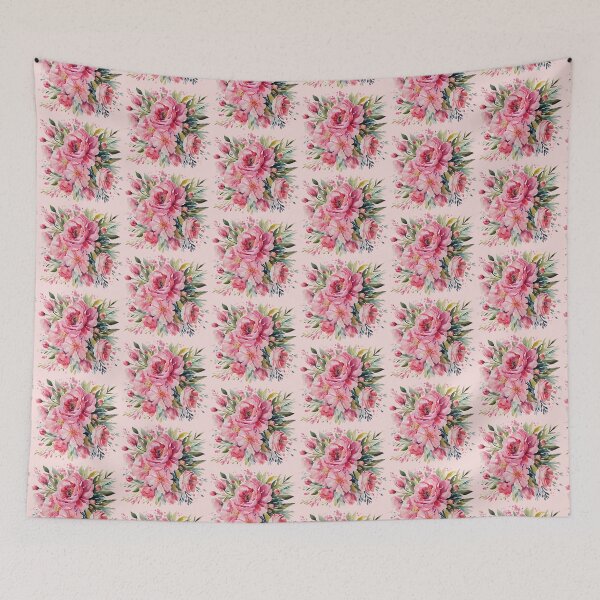 Item preview, Watercolor vintage pink roses bouquet designed and sold by Clara Fruggeri.