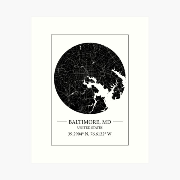 Item preview, Baltimore map designed and sold by Mapmingle.
