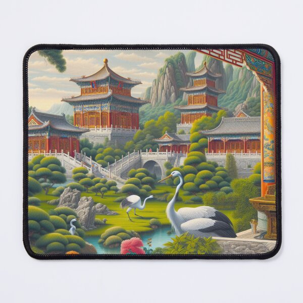 Item preview, Asian Storks by the Temple Beautiful Oriental Pop, Chabby Chic Chinoiserie designed and sold by silklotus.