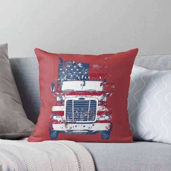 Item preview, patriotic American Flag Tractor Trailer Trucker designed and sold by Wild-Co.