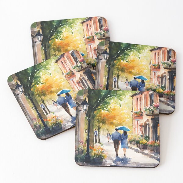 Item preview, young couple in love walking through a town designed and sold by soulfulpalette.