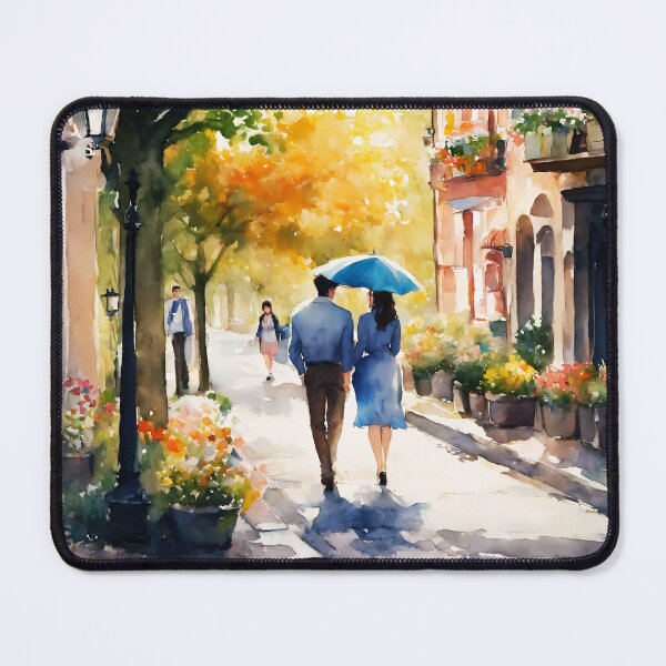Item preview, young couple in love walking through a town designed and sold by soulfulpalette.