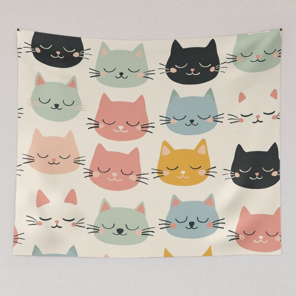 Item preview, Cute cats simple illustrated pattern designed and sold by Inktown.