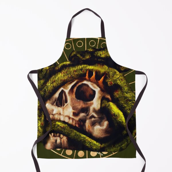 Item preview, Dark Academia Art: Heavy Is The Head That Wears The Crown Gothic Watercolor Skull Crown and Snakes With Witchy Gold Moon Phases designed and sold by Monica Laipple.