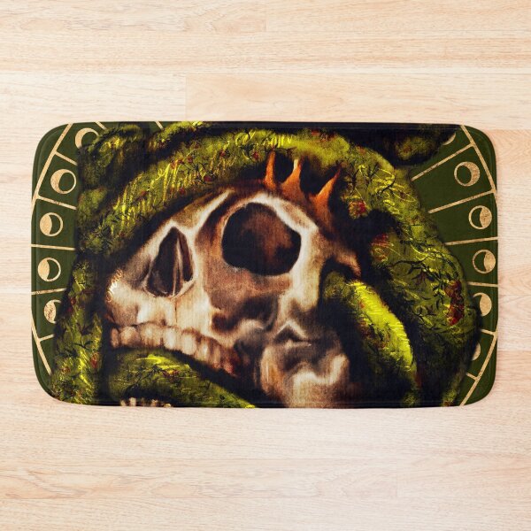 Item preview, Dark Academia Art: Heavy Is The Head That Wears The Crown Gothic Watercolor Skull Crown and Snakes With Witchy Gold Moon Phases designed and sold by Monica Laipple.