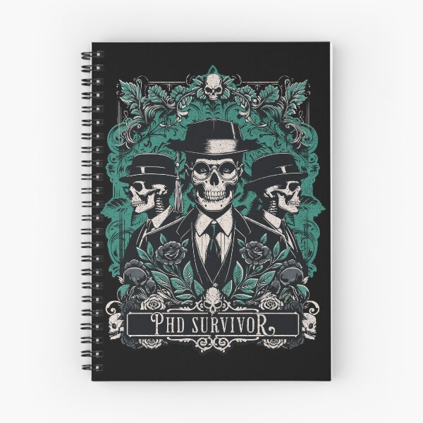 Item preview, PhD survivor - three freshly minted boneheads - PhD graduates, skull vintage designed and sold by MeringueMango.